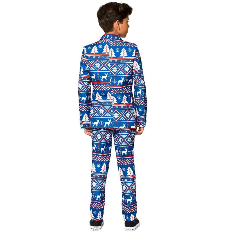 Suitmeister Boys Christmas Suit - Christmas Blue Nordic - Blue, 2 of 6
