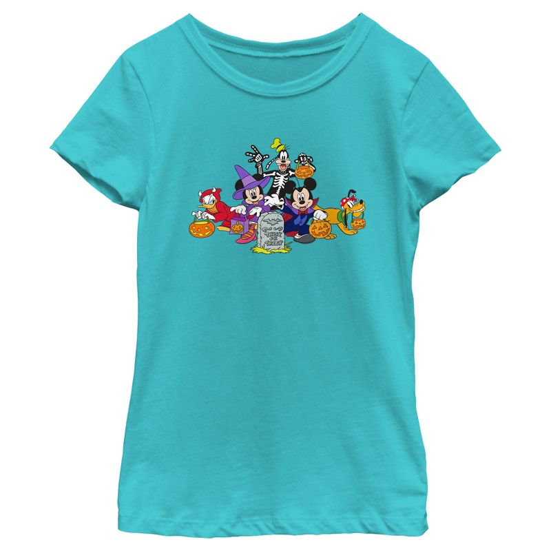 Girl's Mickey & Friends Halloween Group Shot T-Shirt, 1 of 5