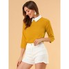 INSPIRE CHIC Women's 3/4 Sleeves Contrast Collar Blouse Tops - 2 of 4