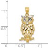 Black Bow Jewelry 14k Yellow Gold and White Rhodium Two Tone Owl Pendant, 11 x 27mm - 4 of 4