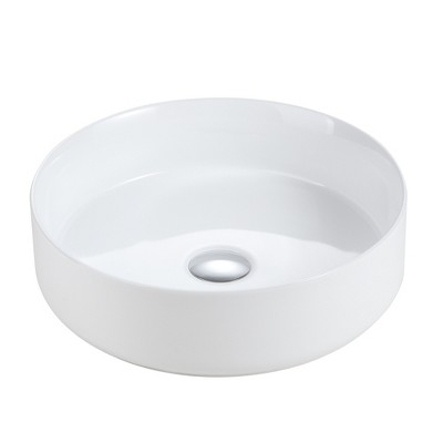Vynxaria 15.56"x15.56" Square Ceramic Vessel Bathroom Sink Gloss White