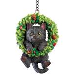 Collections Etc Hand Painted Pet-In-Wreath Hanging Christmas Tree Ornament