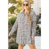 Stripe Plus Size Plaid Buttoned Raw Hem Tunic Shirt Dress - 2 of 4