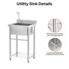 Karl Home 21.6 in.Freestanding Stainless Steel Single Basin Utility Sink with Storage Shelves - 4 of 4