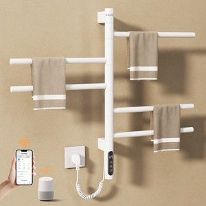 HOMLUX Smart Rotating Heated Towel Rack, 180° Rotatable Bars, App and ...