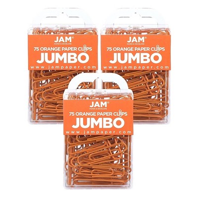 JAM Paper Jumbo Smooth Paper Clip Orange 3/Pack 42186871B