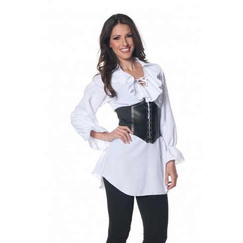 Underwraps Costumes Pirate White Laced-front Adult Women's Costume Blouse X  Large : Target