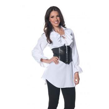 Underwraps Costumes Pirate White Laced-Front Adult Women's Costume Blouse