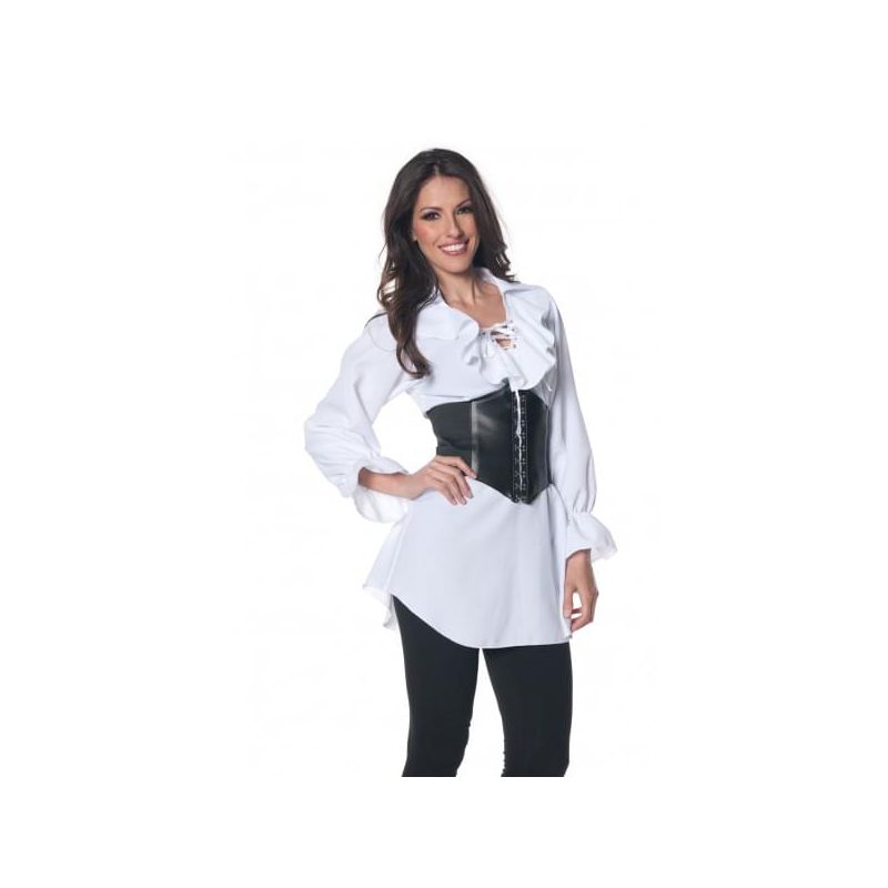 Underwraps Costumes Pirate White Laced-Front Adult Women's Costume Blouse, 1 of 2