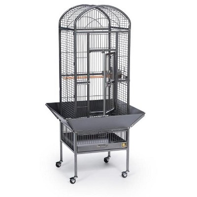 Black Hammertone Steel Dome Top Bird Cage with Wheels