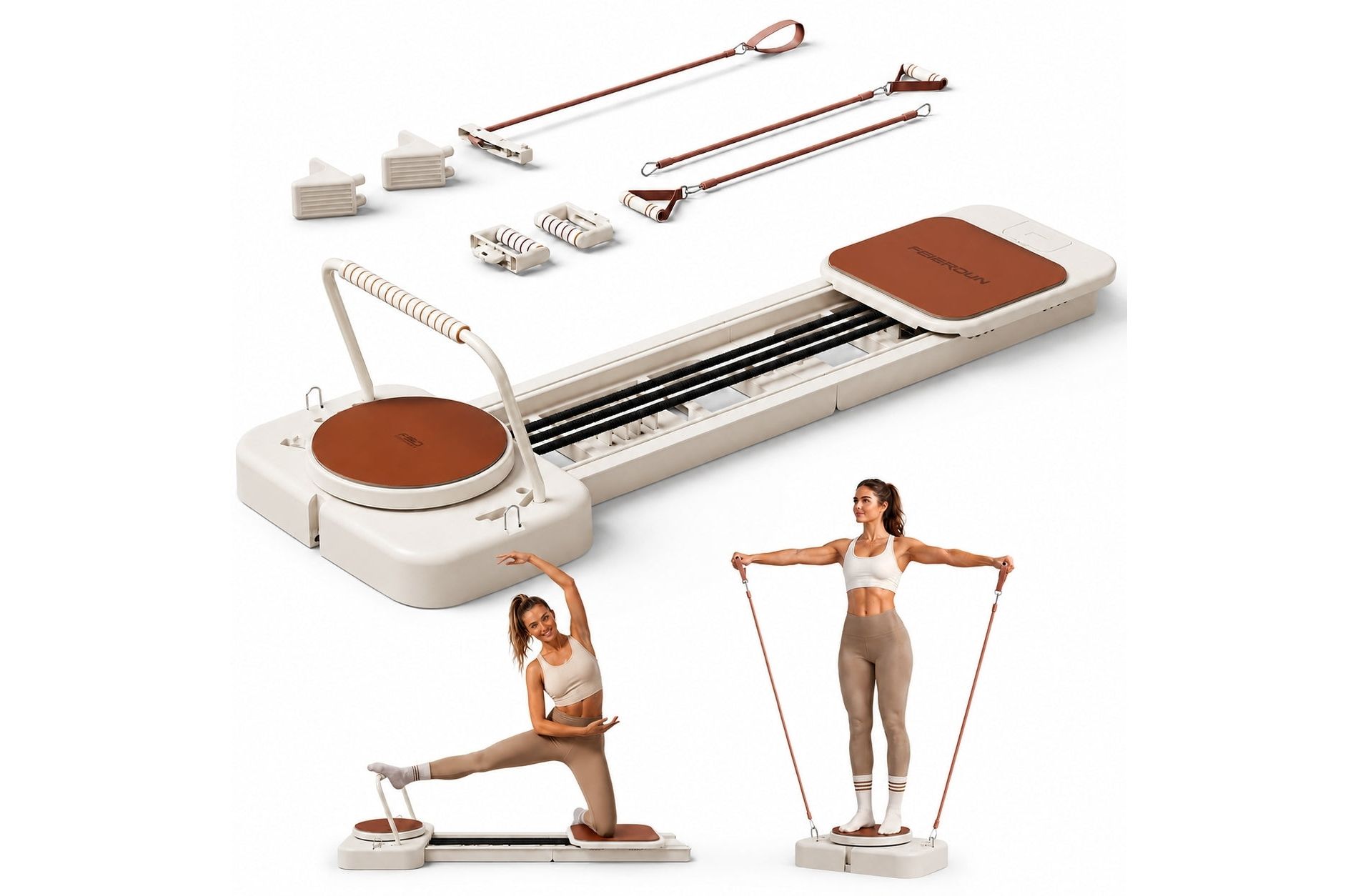 FED Fitness Pilates Reformer, Foldable Pilates Equipment for Home Workouts | Adjustable Resistance, Smooth & Quiet Glide, Suitable for Beginners