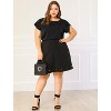 Agnes Orinda Women's Plus Size Elegant Flutter Short Sleeve Boat Lapel Slipt Chiffon Blouse - 3 of 4