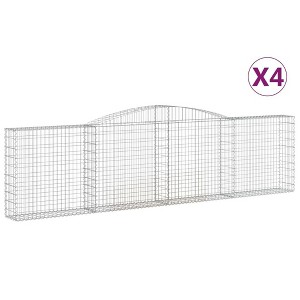vidaXL Gabion Baskets - Set of 4 Outdoor Galvanized Iron Decorative Sound-Insulating Garden/Patio Barriers, 157.5"x11.8"x39.4/47.2", Silver - 1 of 4