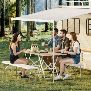 Portable Folding Bench 6 Foot, Plastic Foldable Bench HDPE BenchTop with Carrying Handle for Outdoor Picnic Camping Party Sports Activities - White - 1 of 4