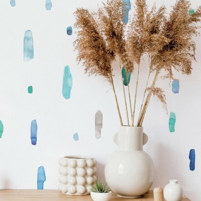 Cool Watercolor Swatch Peel and Stick Wall Decals in Blue, Green, Gray
