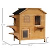 2 Story Outdoor Cat House,Weatherproof Wooden Cat Shelter with Escape Door Openable Roof and Platforms for Feral Cats,Natural - LAOTIES - 3 of 4