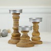 VIP Wood 8 in. Brown Turned Tapered Candle Holders Set of 3 - 2 of 4