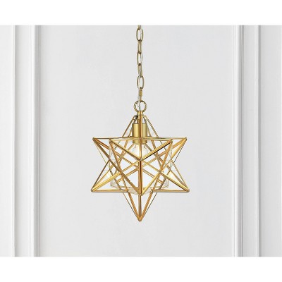 12 Led Metal/glass Stella Moravian Star Leaf Pendant Gold - Jonathan Y :  Target