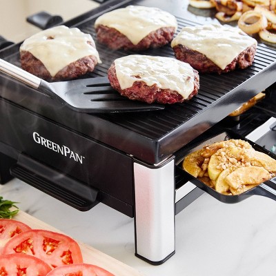 Black Nonstick Electric Griddle with Reversible Grill Plate