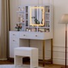 Makeup Vanity with Led Lighted Mirror & Power Outlet, 3 Lighting Modes, Vanity Desk with Acrylic Tabletop White - 3 of 4
