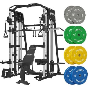 ER KANG Smith Machine, 2200lbs Squat Rack with LAT-Pull Down System & Cable Crossover Machine, Training Equipment with Leg Hold-Down Attachment - 1 of 4