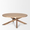 HomeRoots 42" Natural Solid Wood Round Cross Legs Coffee Table - 4 of 4