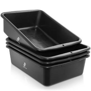 Jubilee 4-Pk Plastic Busser Utility Tub - Heavy Duty Commercial Dishwashing Box for Restaurant Kitchen Organization and Storage, Black - 1 of 4