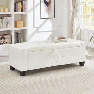 Airsurfer 48" Ottoman Bench with Storage, Bench for Bedroom,Living Room,Hallway, Upholstered Tufted Faux Leather PU Ottoman - 1 of 4