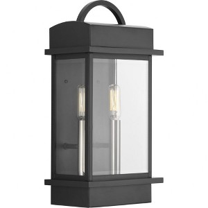 Progress Lighting Santee 2-Light Outdoor Wall Lantern in Black Steel with Beveled Glass Shade - 1 of 4