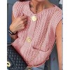 Sleeveless Cropped Button Down Cardigan Sweater Vest for Women Trendy Crochet Cable Knit Tops with Pockets - 2 of 2