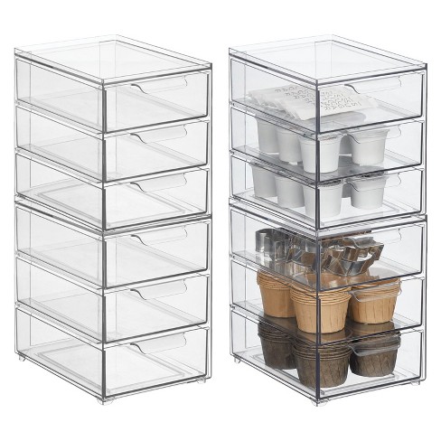 mDesign Plastic Stackable Kitchen Storage Organizer with Drawer