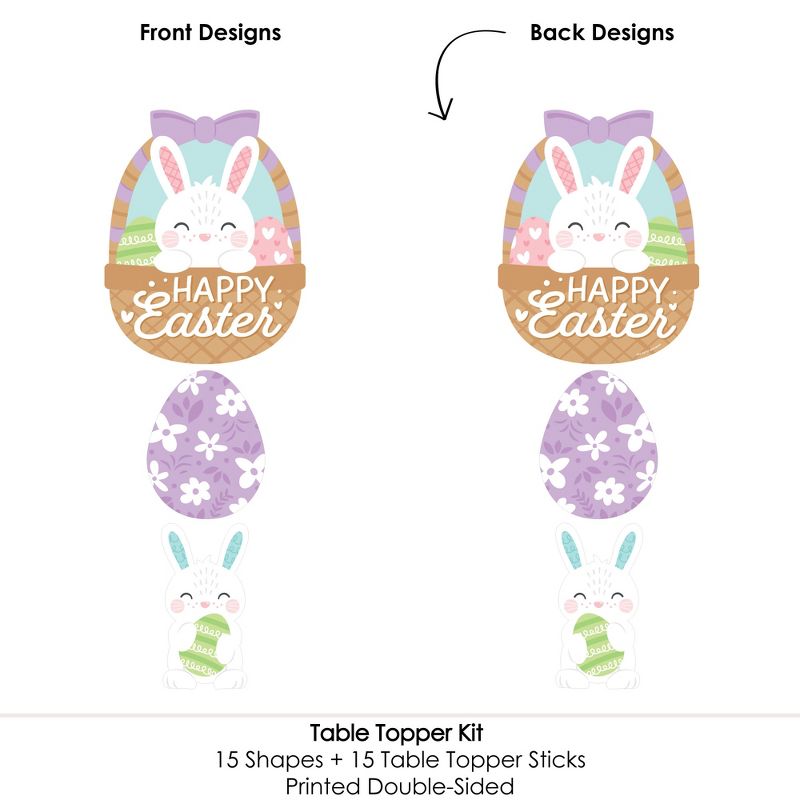 Big Dot of Happiness Spring Easter Bunny - Happy Easter Party Centerpiece Sticks - Table Toppers - Set of 15, 5 of 8