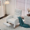 Modern Lounge Rocker,Teddy Fabric Rocking Chair With Pockets,Comfy Accent Arm Chair With Solid Wood Legs,Leisure Chairs-Cuddlewood - 3 of 4