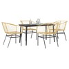 vidaXL 5 Piece Patio Dining Set - Brown Poly Rattan Outdoor Furniture with Glass Table for Garden/Yard/Deck - 2 of 4