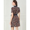 INSPIRE CHIC Women's Short Sleeve Contrast Collar Belted Floral Shirt Dress - 4 of 4