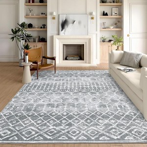 Low Pile Runner Rug - Non-Slip Stain Resistant Area Rug, Non-Shedding Throw Floor Cover for Kitchen Entryway Living Room Bedroom - 1 of 4