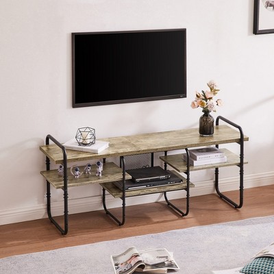 VECELO TV Stand, Entertainment Center, Media Console Table with Adjustable Storage Shelves