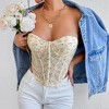 Women's Sheer Mesh Corset Top Underwire Bustier Sexy Bralette with Boning for Club Party Night Out apricot S - 3 of 4
