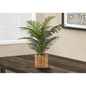 Monarch Specialties Artificial Plant Tall Palm Indoor Faux Fake Table Floor Greenery Potted Real Touch Decorative Green Leaves Beige Woven Basket - 1 of 4