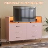 coucheta 6 Drawers Dresser for Bedroom with LED Light & Charging Station, 47'' Modern Chest of Double Wide Drawers, for Living Room, Hallway - 3 of 4