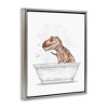 Stupell Industries T-Rex Dino in Bubble Bath Floating Frame Canvas Art, Gray, 25" x 31" - 2 of 4