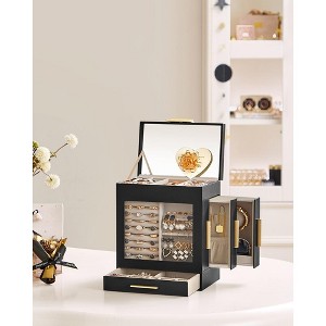 SONGMICS 5-Tier Jewelry Box with Glass Window Jewelry Storage Organizer with 3 Side Drawers & Big Mirror - 1 of 4