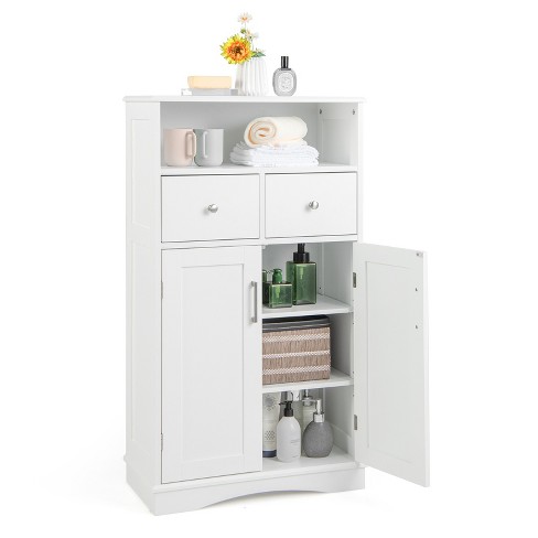 2-Door Freestanding Bathroom Cabinet with Drawer and Adjustable