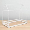 Twin Size House Bed Frame with Roof, Semi-Enclosed Playhouse Design, Wood Platform Bed for Kids, No Slats - 3 of 4