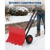 COZONY Heavy Duty Snow Shovel with Wheels, Metal Snow Pusher with Angled Blade & Adjustable Handle for Driveway, Sidewalk, Pavement & Doorway - 3 of 4