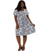 Agnes Orinda Women's Plus Size Floral Inverted Box Pleat Boho T-Shirt Dresses - 3 of 4
