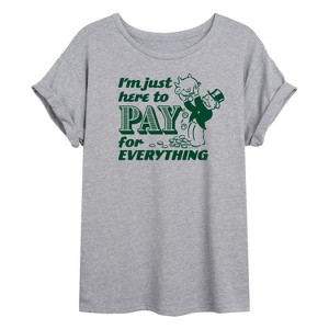 Women's - Monopoly - I'm Just Here To Pay Oversized Graphic T-Shirt - 1 of 4