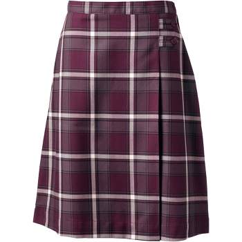 School Uniform Young Women's Plaid A-line Skirt Below the Knee