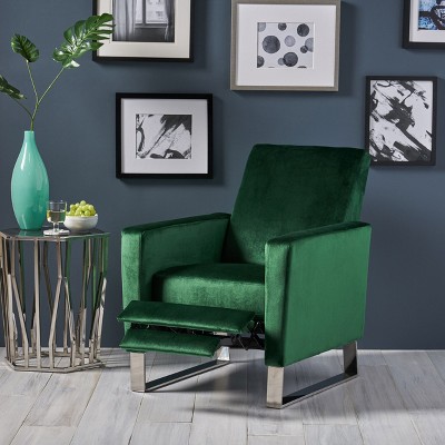 Modern Accent Chair Push Back Recliner with Plush Seating and Stainless Steel legs for bedroom and living room-Christopher Knight Home