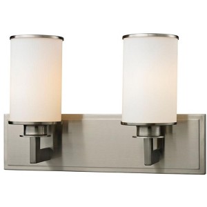 Savannah 2-Light Vanity Fixture - Contemporary Steel Design with Opal Glass Shades - 1 of 1